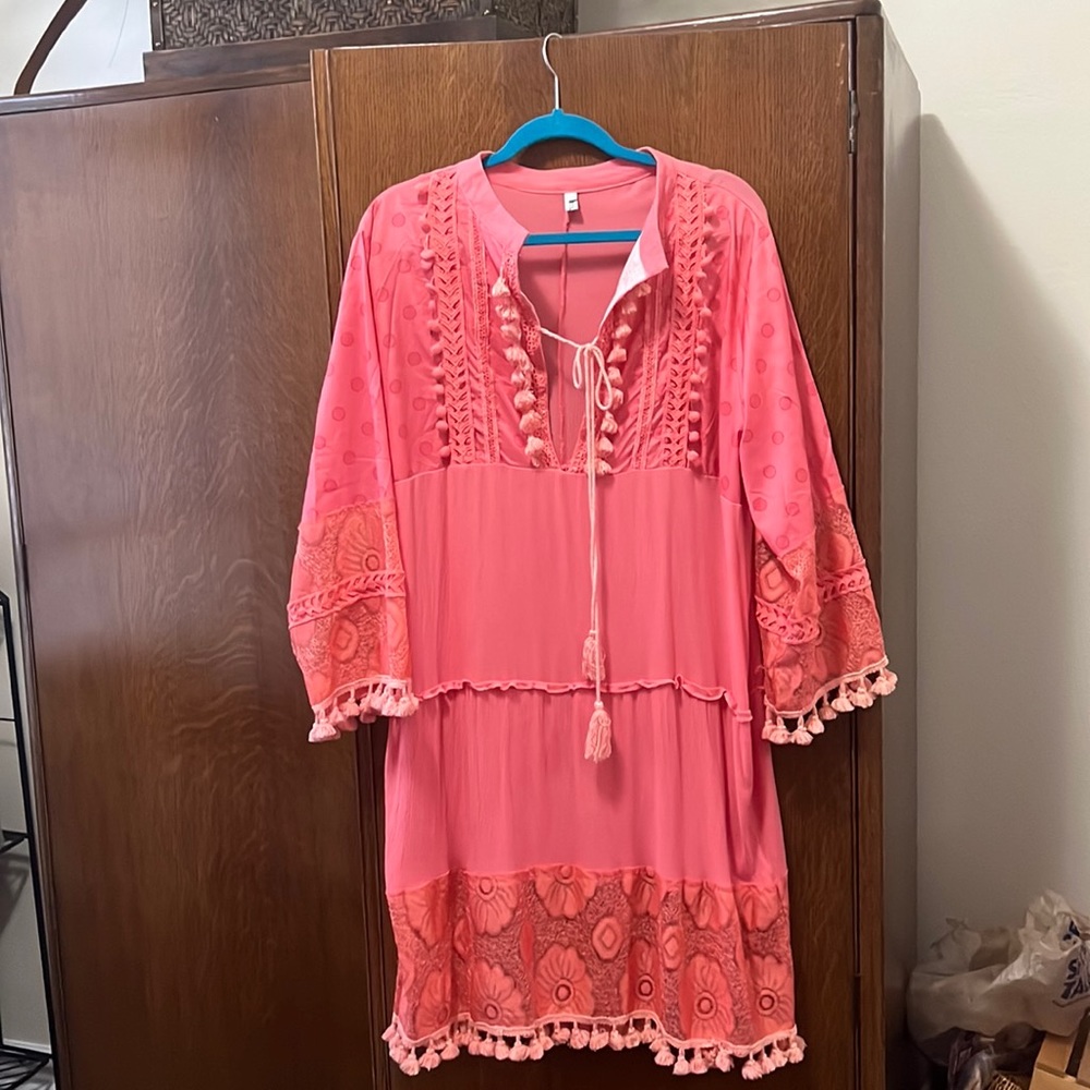 Coral knee length dress XL